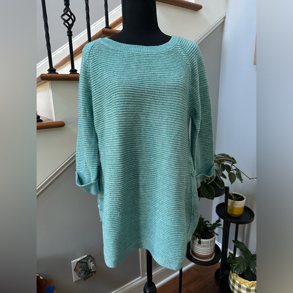 NWT Soft Surroundings Pinon Sweater Tunic Aqua Sea Sparkle